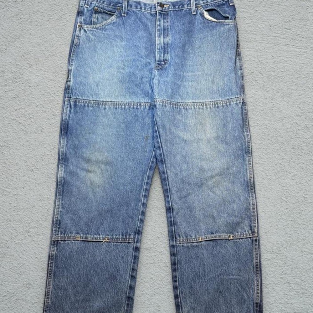 Dickies Relaxed Fit Double Knee Denim Jeans Blue 40x30 15293SNB